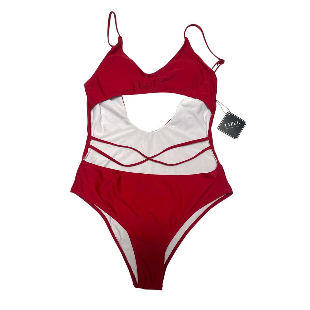 NWT Zaful Burgundy Cut-Out One Piece Swimsuit XL